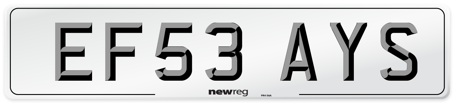 EF53 AYS Number Plate from New Reg
